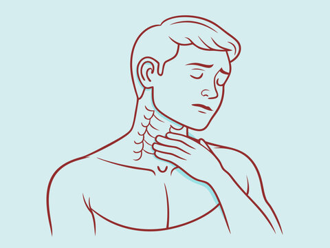 recommend clip art: continuous single line drawing of man with neck pain, line art vector illustration
                    