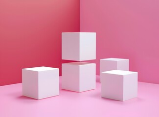 White Cubes Pink Background Mockup