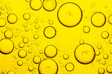 Yellow micro bubble texture,Multi colored bubbles of oil and water 