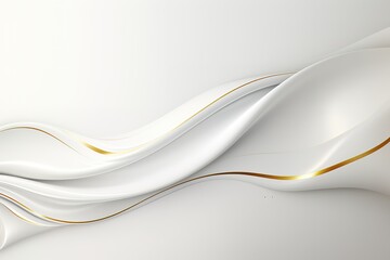 Naklejka premium Abstract white and gold wavy background.