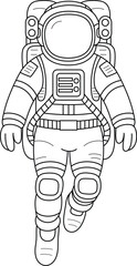 Astronaut in Space Outline Cartoon Coloring Page for Kids
