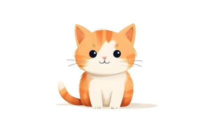 Fototapeta premium Minimalist digital drawing cute cat on white background