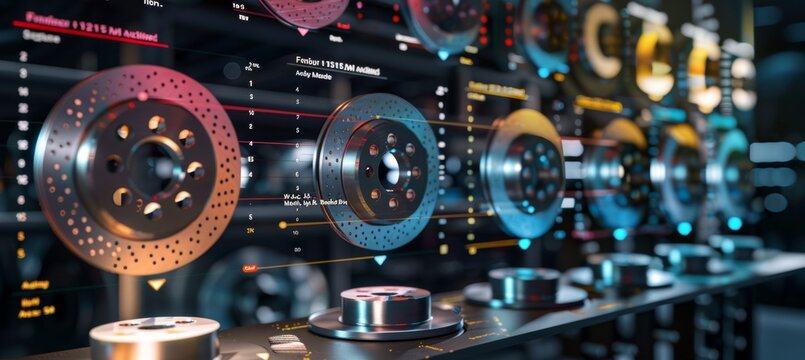 Comparison Chart of Brake Pad Brands with Performance Metrics and Colorful Visuals for Automotive Insights
