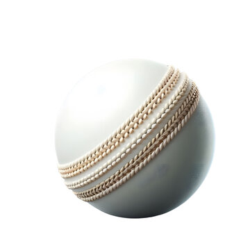 White cricket ball isolated on transparent background.