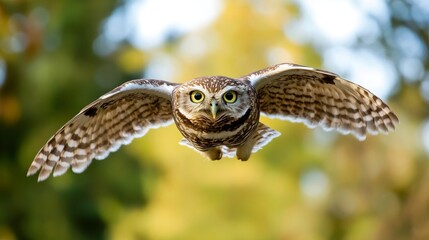 Obraz premium Photography of Burrowing White Owl Flying