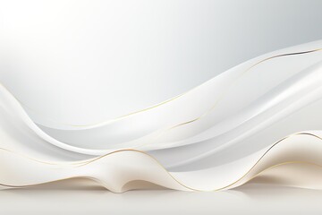 Obraz premium Abstract white and gold wavy background with copy space.