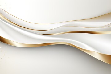 Abstract white and gold wavy background with copy space.