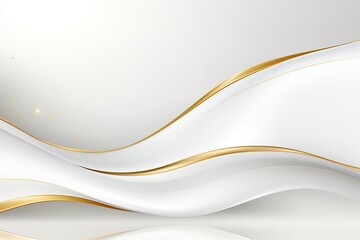 Obraz premium Abstract white and gold wavy background with copy space.