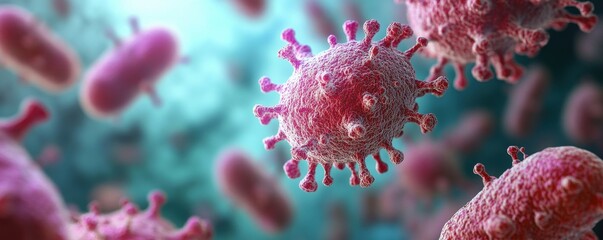 Obraz premium Close-up of Detailed Bacteria Spores with Copy Space for Text.