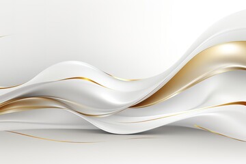 Obraz premium Abstract white and gold wavy background with copy space.