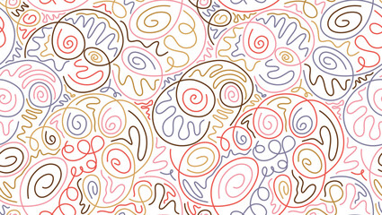 Doodle line is a seamless pattern, minimalist style background for fashion design, colorful