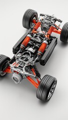 Detailed Cutaway of Sports Car Suspension System Showcasing Lightweight Materials and Precision Engineering