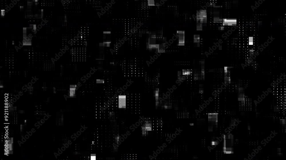Poster motion graphic of blue data matrix simulation digital line and grid technology with futuristic hud s