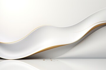 Obraz premium Abstract white and gold wavy background with copy space.
