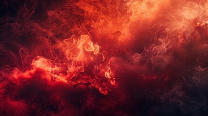 A red and orange background with smoke and fire