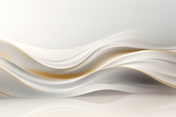 Obraz premium Abstract white and gold wavy background with reflection.