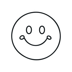 Fototapeta premium One continuous line art smiling face isolated vector illustration on white background.