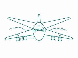 continuous single line drawing of big passenger aircraft, line art vector illustration
