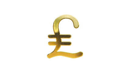 Currency money gold sign on white background cut out isolated