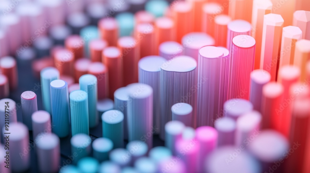 Leinwandbilder A close-up of a 3D stacked column graph with multiple layers and segments, illustrating a breakdown of data into sub-categories with clear visual differentiation