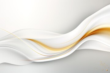Abstract white background with gold lines and elegant waves.