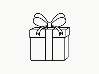 gift box with ribbon single line drawing isolated on white, line art vector illustration
