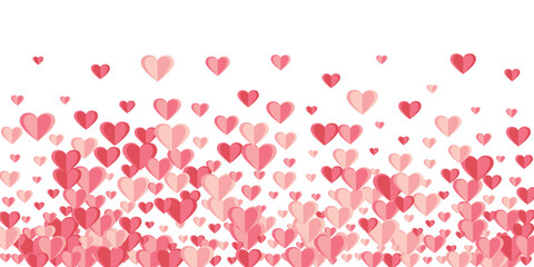 Paper 3D sweet heart symbols explosion background design. Women's Day decor. Poster backdrop. Random heart amour symbols illustration.