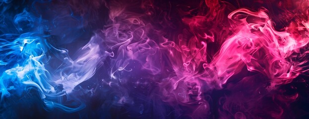 Obraz premium Vibrant red and blue smoke combine to create a dynamic and abstract visual. Perfect for those who want to add an element of mystery and interest to their designs,Generative AI.鮮やかな赤と青の煙が融合し、ダイナミックで抽象的
