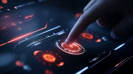 a hand touching button on computer