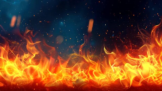 fire flames or burning on dark background video looping background 4k