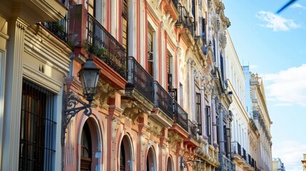 Obraz premium A historic city center, where grand buildings with classical architecture dominate the landscape.
