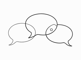 continuous single line drawing of speech bubbles, line art vector illustration
