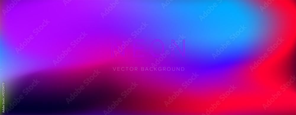 Poster Blurred ambient vector background in neon vibrant colors.