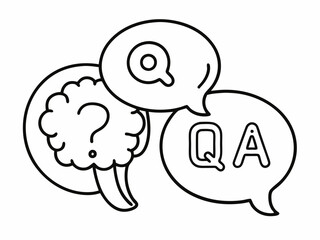 continuous single line drawing of Q and A in speech bubbles, questions and answers concept line art vector illustration

