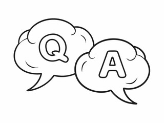 continuous single line drawing of Q and A in speech bubbles, questions and answers concept line art vector illustration
