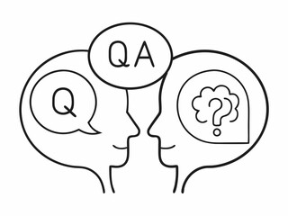 continuous single line drawing of Q and A in speech bubbles, questions and answers concept line art vector illustration

