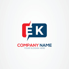 EK or KE Creative Modern Letters Logo Design Element