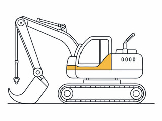 continuous single line drawing of excavator, line art vector illustration
