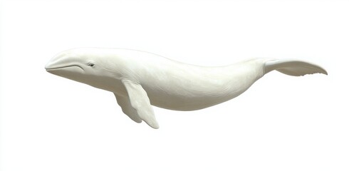 Obraz premium white beluga whale against a white background, showing its full body