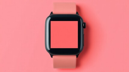 Smartwatch Display Template, minimalist design, blank interface for customizable text, ideal for app showcases or digital product presentations.