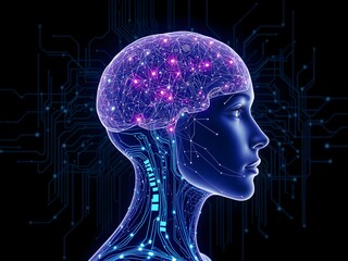 Obraz premium cyborg technology human brain AI