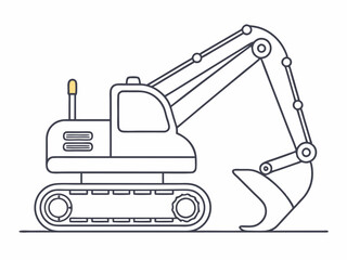 continuous single line drawing of excavator, line art vector illustration

