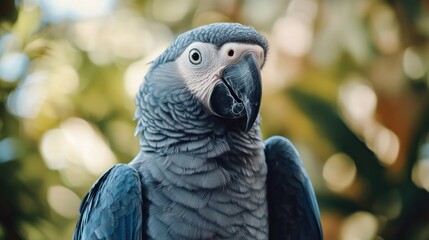 Obraz premium A parrot with a red beak and red eyes