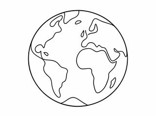 continuous single line drawing of planet earth isolated on white, line art vector illustration
