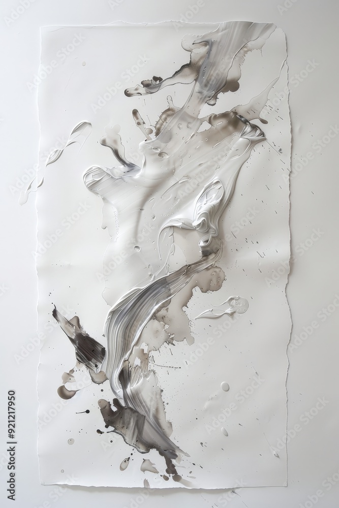 Aufkleber Against the blank canvas of white paper, a wonderful brushstroke stands out, its form and texture incomparable in their ability to create a serene visual experience.