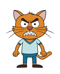 Angry cat cartoon character design illustration