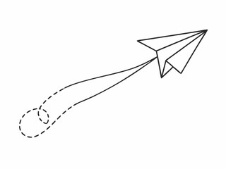 continuous single line drawing of paper plane flying, line art vector illustration
