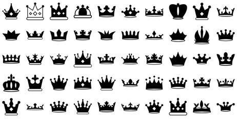 Set Of Linear Crown Icon Vector Symbols Apps, Websites Ui Designs Suitable For Crown,King,Winner,Royalty,Queen Pictograms And Infographics Design Elements Vector Illustration
