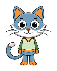 Cute cat cartoon character design illustration