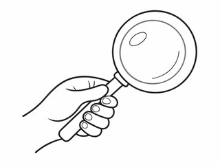continuous single line drawing of hand holding magnifying glass, line art vector illustration
